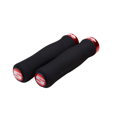 SRAM Locking Grips Contour Foam 129mm Black with Single Red Clamp and End Plugs