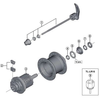 Shimano Spares DH-3D35-QR cone with dust cover
