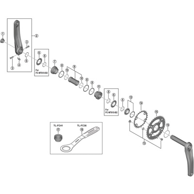 Shimano Spares FC-M610 gear fixing bolt unit