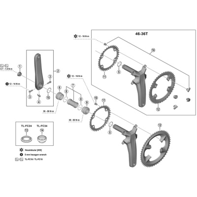 Shimano Spares FC-R9200 fixing bolt and cover set