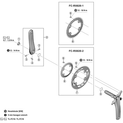 Shimano Spares FC-RX810 gear fixing bolt