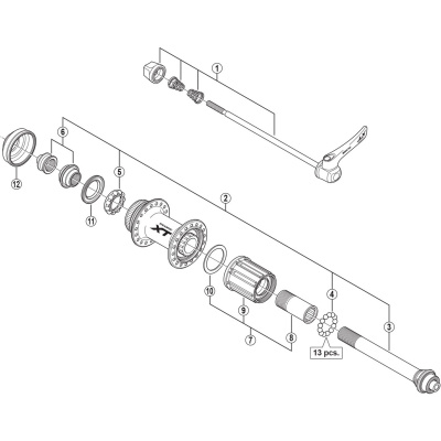 Shimano Spares FH-M785 complete quick release, 168 mm