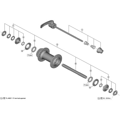 Shimano Spares HB-M595 right hand lock nut unit black