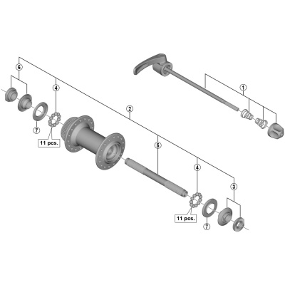 Shimano Spares HB-M7000 complete quick release 133 mm black / 133mm