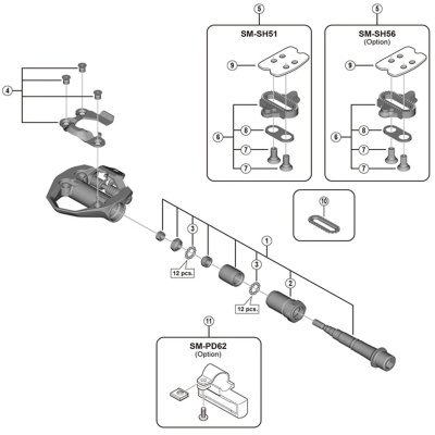 Shimano Spares PD-ES600 pedal axle assembly