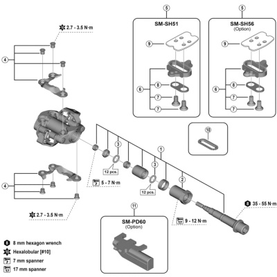 Shimano Spares PD-M8100 lock bolt, left hand