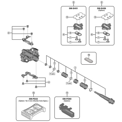 Shimano Spares PD-M9100 pedal axle assembly