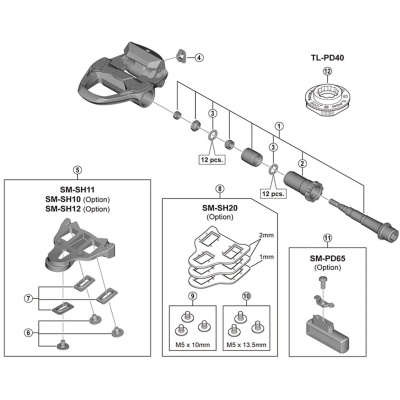 Shimano Spares PD-R7000 pedal axle assembly
