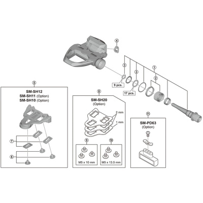 Shimano Spares PD-R9100 pedal axle assembly