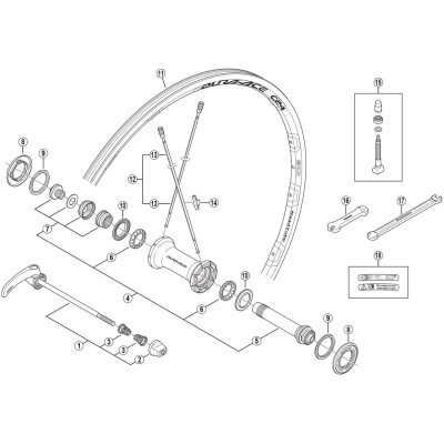 Shimano Spares WH-7900-C24-TL-F spoke with plug and washer