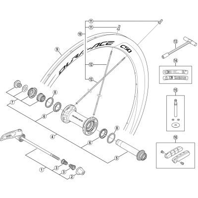 Shimano Spares WH-9000-C50-TU-F spoke