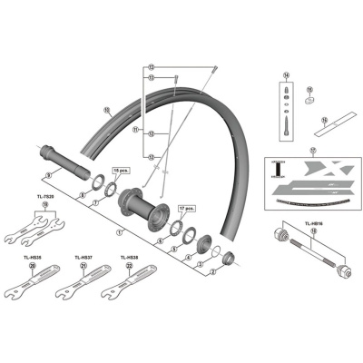 Shimano Spares WH-M8120-TL-F15-B-29 spoke