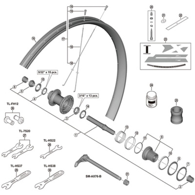 Shimano Spares WH-M8120-TL-R12-B-275 spoke
