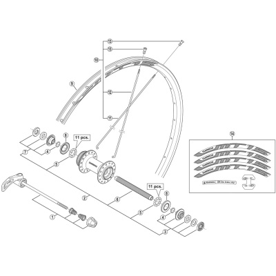 Shimano Spares WH-MT15-A-F-29 left hand spoke