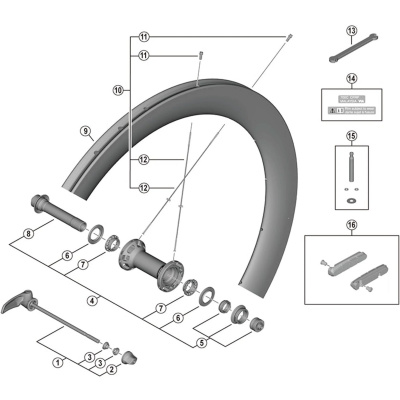 Shimano Spares WH-R9200-C50-TU-F complete quick release, 133 mm