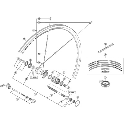 Shimano Spares WH-RS11-R left hand spoke 305 mm