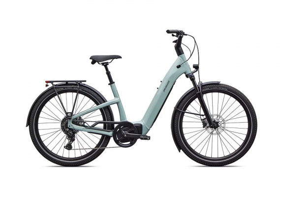 Specialized Turbo Como 4.0 Electric Hybrid Bike - 2027 S / GLOSS AGAVE GREY / OAK GREEN METALLIC