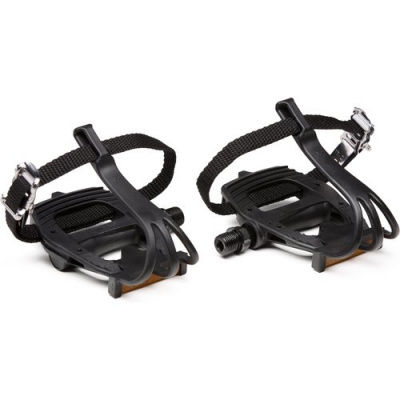 BTWIN 100 Resin Road Bike Pedals With Toe Clips