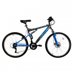 BASIS Basis Link Adult's Full Suspension Mountain Bike, 26In Wheel - Graphite/Blue