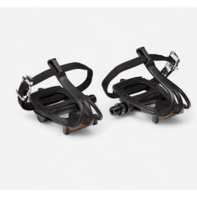 BTWIN 100 Resin Road Bike Pedals With Toe Clips
