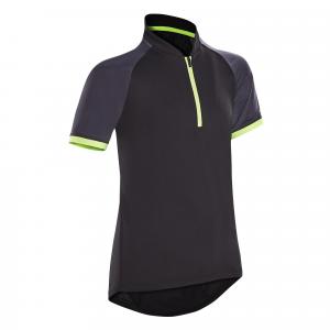 BTWIN 500 Kids' Short-Sleeved Cycling Jersey - Black/Yellow