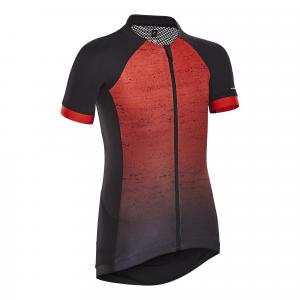 BTWIN 900 Kids' Short-Sleeved Cycling Jersey - Black/Red