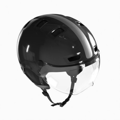BTWIN City Cycling Helmet With Visor 580-shiny Black