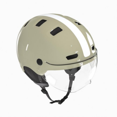 BTWIN City Cycling Helmet With Visor 580-shiny Green