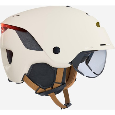 BTWIN City Cycling Helmet With Visor And Rear Light 900