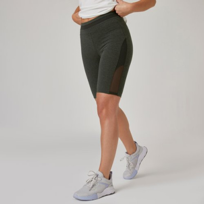 Domyos Women's Slim-fit Cotton Fitness Cycling Shorts 520 Without Pockets