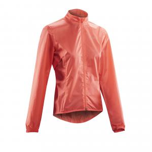 VAN RYSEL Women's Cycling Rainproof Jacket 100 - Coral