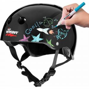 WIPEOUT Wipeout Kids Bike Scooter Skate Helmet - Create own designs - Black 5+