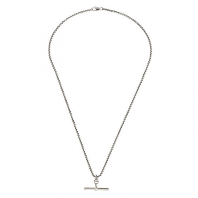 Fabric Men's T Bar Metal Chain Necklaces