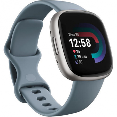 Fitbit Versa 4 Fitness Smartwatch with built-in GPS and up to 6 days battery life Waterfall Blue/Platinum