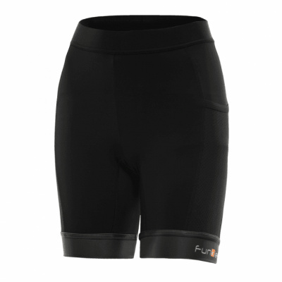Funkier Abara Ladies 11 Panel Shorts with side pockets (C13 Pad) in Black