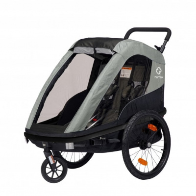 Hamax Avenida Twin Child Bike Trailer - Olive Green