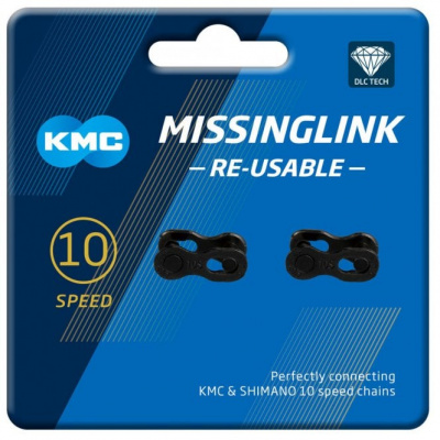 KMC MissingLink 10-speed Joining links 10R DLC 2Pr (Re-useable) - Black