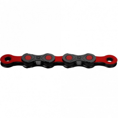 KMC X12 DLC Black/Red Waxed Chain - 12 Speed -126L