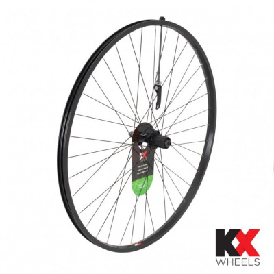 KX Wheels KX Hybrid 700C Singlewall Q/R Cassette Rear Wheel - Rim Brake - 8-11 spd - Silver