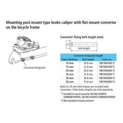 Shimano Sm-ma Converter Fixing Bolt M5 x - for 15 mm Rear Mount Thickness