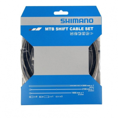 Shimano Spares MTB Gear Cable Set - Stainless Steel Inner Wire - Black