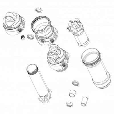 Sram Rockshox Spare - Rear Shock Air Can Assembly - Linear 57.5-65mm (includes Decals) - Trek Super Deluxe Thrushaft C1 (2021)