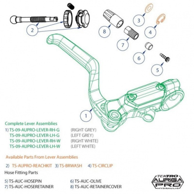 Tektro Spares - Auriga Pro 09 Lever Ass. RH - White