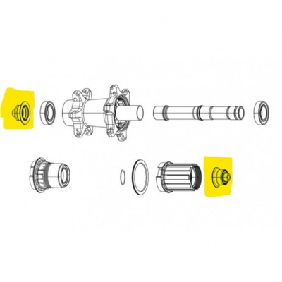 Zipp Wheel Axle End Cap Set Rear - QR Centerlock Disc - ZR1 Hubs
