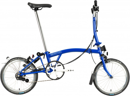 Brompton C Line Utility Mid Handlebar Folding Bike - Picadilly Blue