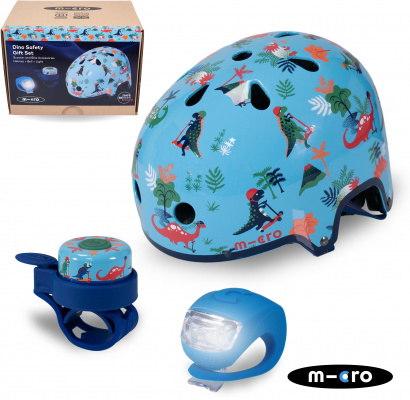 Dino Print Safety Set: Helmet, Bell and Light