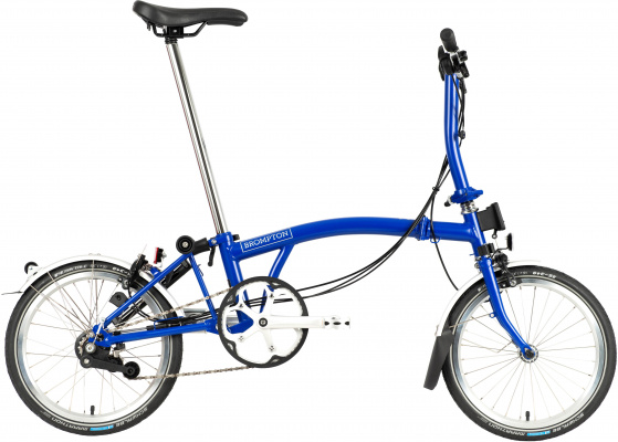 Ex-Display Brompton C Line Explore Low Handlebar Folding Bike, Piccadilly Blue