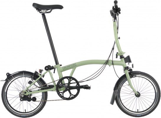 Ex-Display Brompton C Line Explore Mid Handlebar Folding Bike, Matcha Green