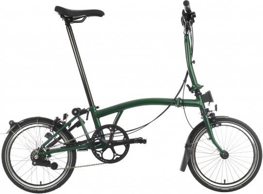 Ex-Display Brompton C Line Explore Mid Handlebar Folding Bike, Racing Green