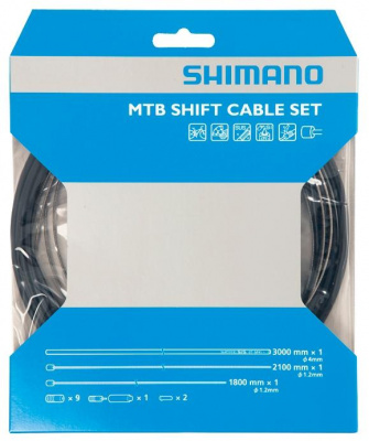 Shimano MTB Gear Cable Set with Stainless Steel Inner Wire, Black